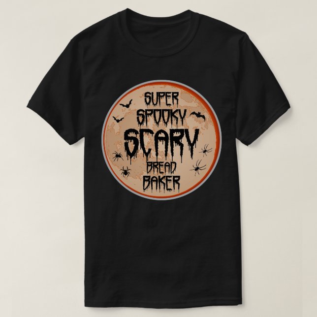 Bread Baker Halloween Scary Spooky Humor Moon Bats T-Shirt (Design Front)