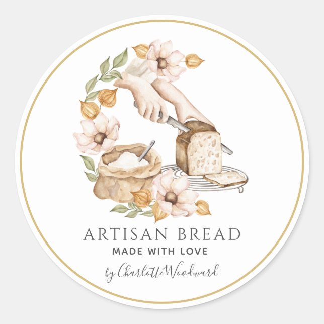 Bread Baker Made With Love  Classic Round Sticker (Front)