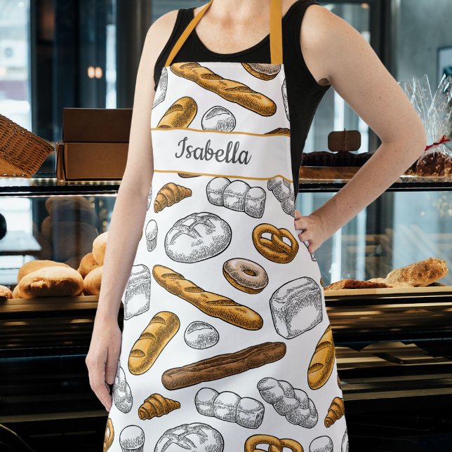 Bread Baker Pattern Personalized With Custom Text Apron (Creator Uploaded)