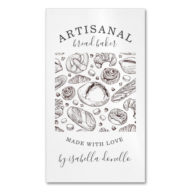 Bread Bakery Baker Magnetic Business Card (Front Vertical)