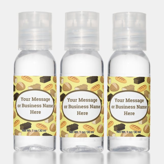 Bread Bakery Restaurant Business Logo Name Message Hand Sanitizer (Set)