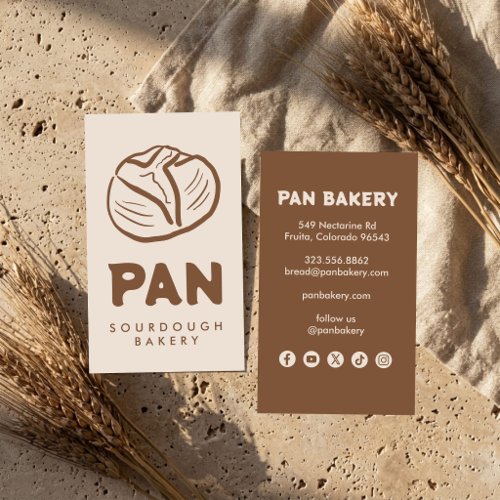 Bread Bakery Sourdough CUSTOM Hand-drawn Icons Business Card
