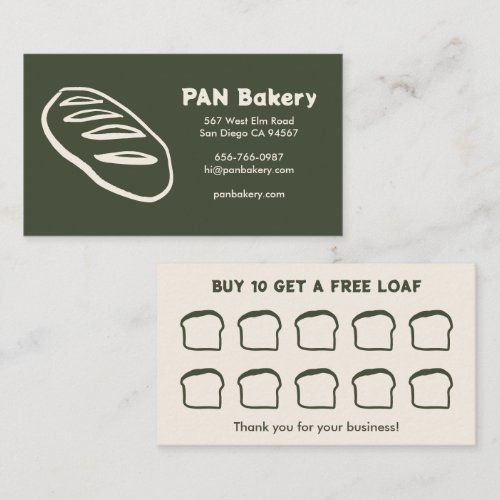 Bread Bakery Sourdough CUSTOM Hand-drawn Rewards  Loyalty Card