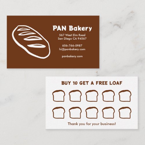 Bread Bakery Sourdough CUSTOM Hand-drawn Rewards  Loyalty Card