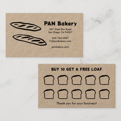 Bread Bakery Sourdough CUSTOM Hand-drawn Rewards Loyalty Card
