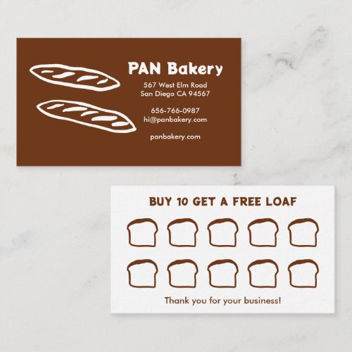 Bread Bakery Sourdough CUSTOM Hand-drawn Rewards Loyalty Card