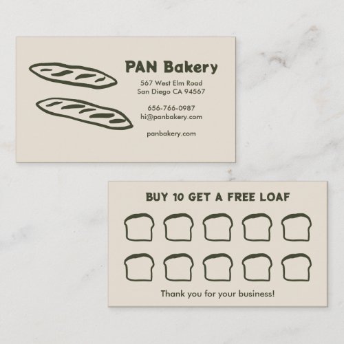 Bread Bakery Sourdough CUSTOM Hand-drawn Rewards Loyalty Card