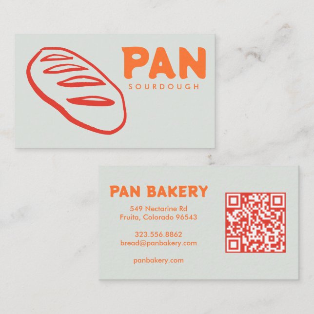 Bread Bakery Sourdough CUSTOM QR Hand-drawn Business Card (Front/Back)