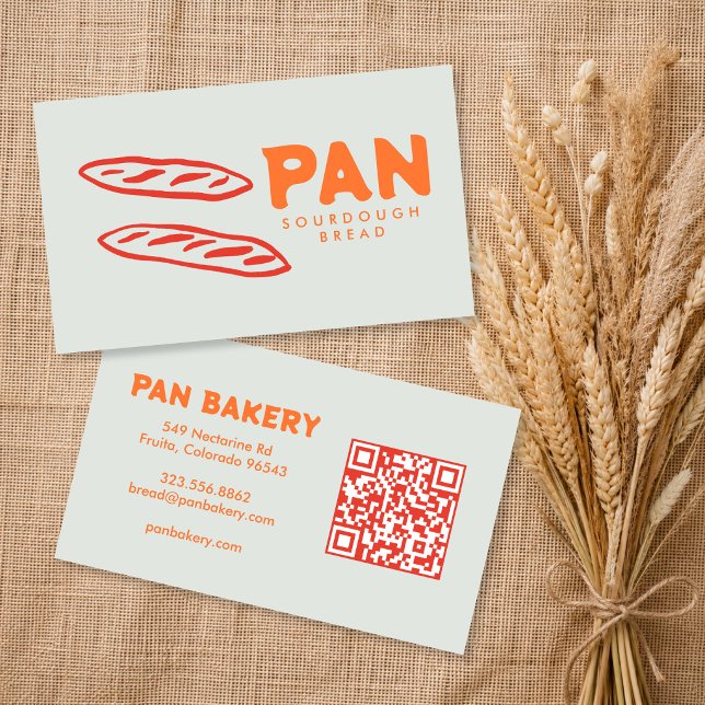 Bread Bakery Sourdough CUSTOM QR Hand-drawn Business Card (Bread Bakery Sourdough CUSTOM QR Code Hand-drawn Business Card
)