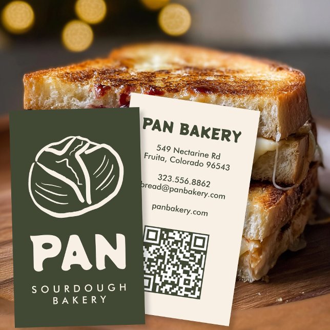 Bread Bakery Sourdough CUSTOM QR Hand-drawn Business Card (Bread Bakery Sourdough CUSTOM QR Hand-drawn Business Card
)
