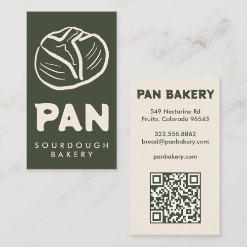 Bread Bakery Sourdough CUSTOM QR Hand-drawn Business Card