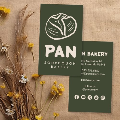 Bread Bakery Sourdough CUSTOM Socials Hand-drawn Business Card