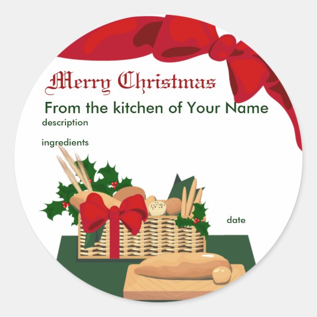Bread Basket Christmas Gift Label (Front)