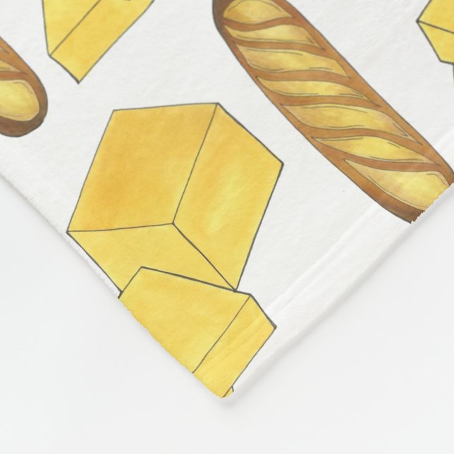 Bread Butter Baguette French Bakery Loaf Foodie Fleece Blanket (Corner)