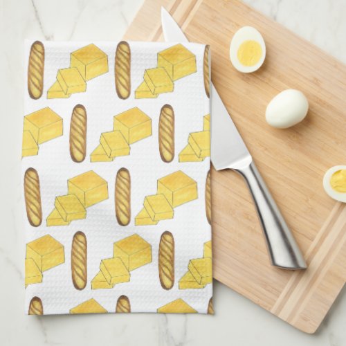 Bread Butter Baguette French Bakery Loaf Foodie Kitchen Towel