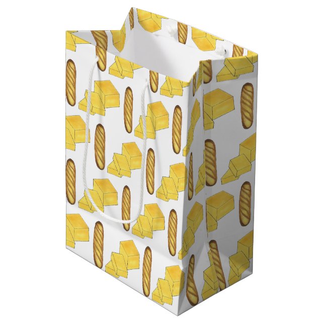 Bread Butter Baguette French Bakery Loaf Foodie Medium Gift Bag (Front Angled)
