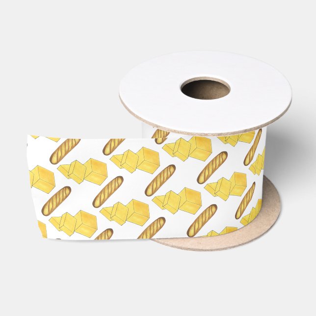 Bread Butter Baguette French Bakery Loaf Foodie Satin Ribbon (Spool)