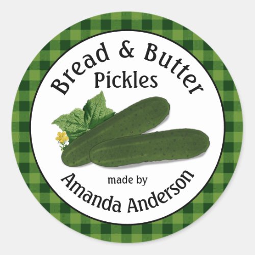 Bread  Butter Pickles Plaid  15  Classic Round Sticker