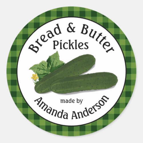Bread  Butter Pickles Plaid 3  Classic Round Sticker