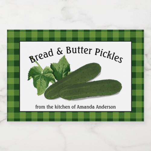 Bread  Butter Pickles Plaid H Food Label