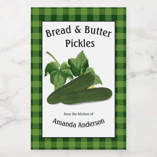 Bread  Butter Pickles Plaid V Food Label