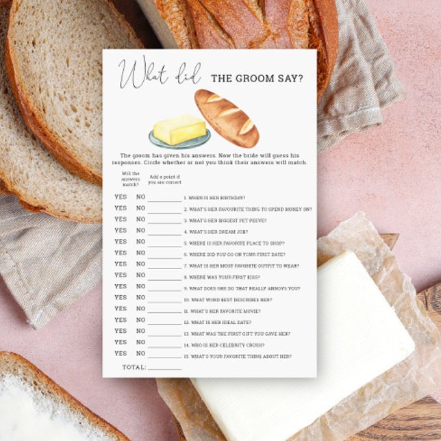 Bread butter - What did the groom say bridal game (Creator Uploaded)