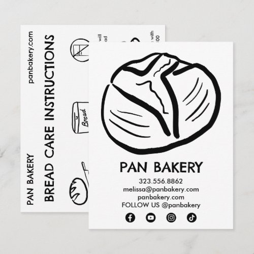 BREAD Care Card Instructions Sourdough Bakery Card