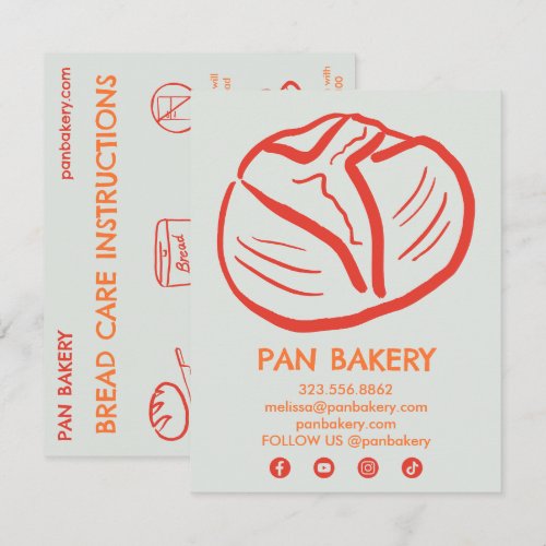 BREAD Care Card Instructions Sourdough Bakery Card