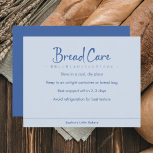 Bread Care Instructions Dusty Blue Typography Thank You Card