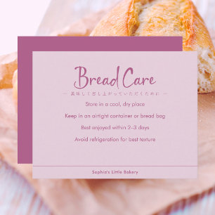 Bread Care Instructions Dusty Pink Typography Thank You Card