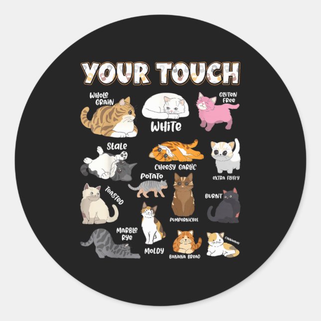 Bread Cats Variety Punny Cartoon Kitty Design  Classic Round Sticker (Front)