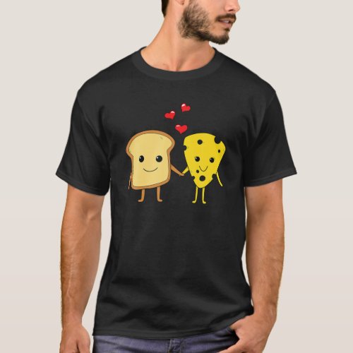 Bread Cheese Lover Cheddar Couple Foodie Food Sand T_Shirt