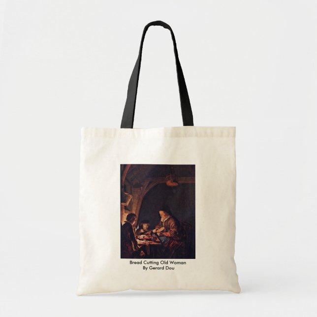 Bread Cutting Old Woman By Gerard Dou Tote Bag (Front)