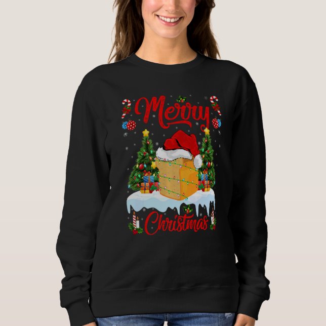 Bread Food  Lights Xmas Tree Santa Bread Christmas Sweatshirt (Front)