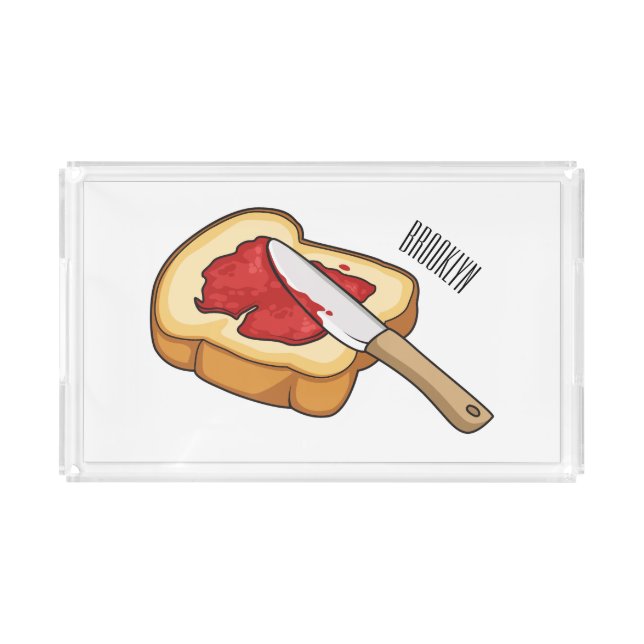 Bread & jam cartoon illustration acrylic tray (Front)