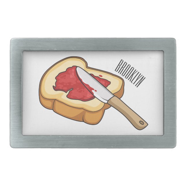 Bread & jam cartoon illustration belt buckle (Front)