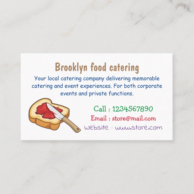 Bread & jam cartoon illustration business card (Front)