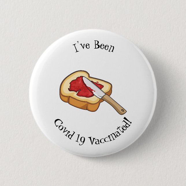 Bread & jam cartoon illustration button (Front)