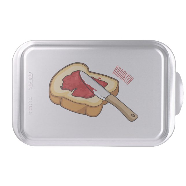 Bread & jam cartoon illustration cake pan (Front)