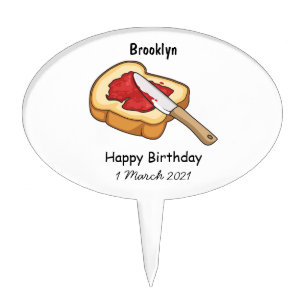 Bread & jam cartoon illustration cake topper