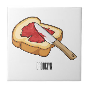 Bread & jam cartoon illustration ceramic tile