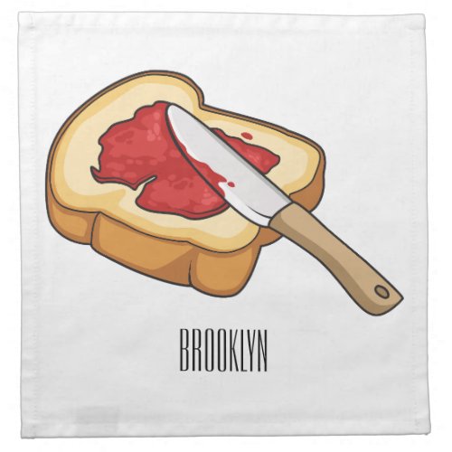 Bread  jam cartoon illustration  cloth napkin