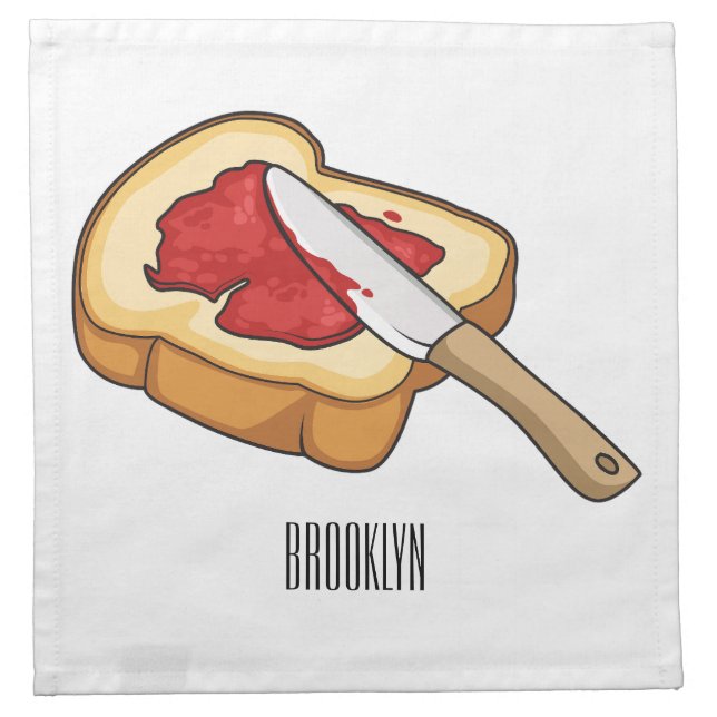 Bread & jam cartoon illustration  cloth napkin (Front)