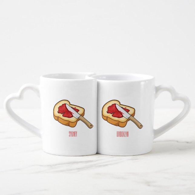 Bread & jam cartoon illustration   coffee mug set (Back Nesting)