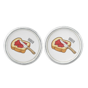 Bread & jam cartoon illustration  cufflinks