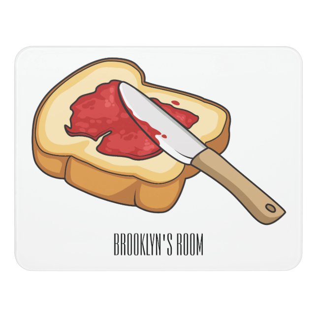 Bread & jam cartoon illustration  door sign (Contemporary Front)