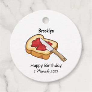 Bread & jam cartoon illustration favor tags
