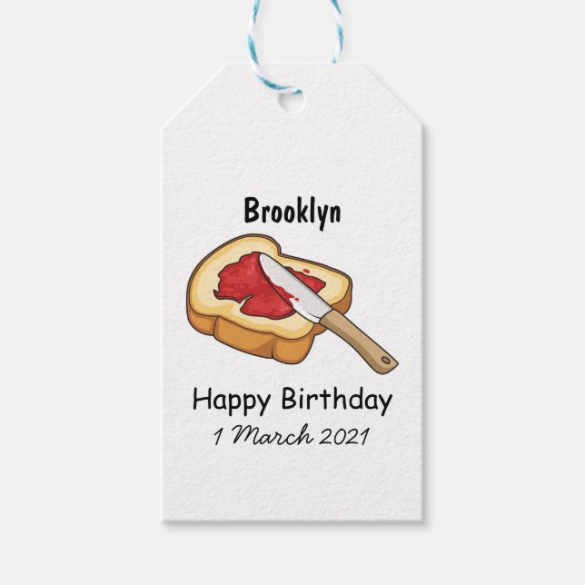 Bread & jam cartoon illustration  gift tags (Front)
