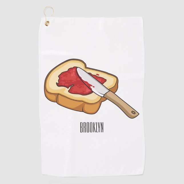 Bread & jam cartoon illustration  golf towel (Front)