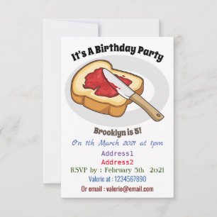 Bread & jam cartoon illustration invitation